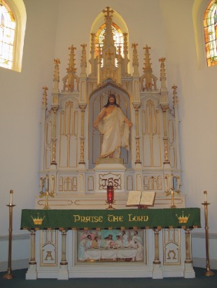 Texas Artist Sandy Dusek,historic altar retoration at St.John Lutheran Church,Bartlett,TX,before